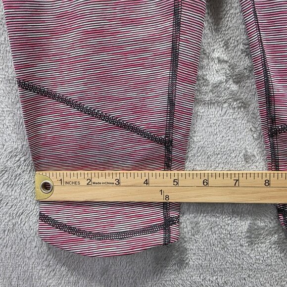 Lululemon Run Excel Crop Pants Womens 4 Pink Black Stripe Luxtreme Gel Pockets - Picture 10 of 10